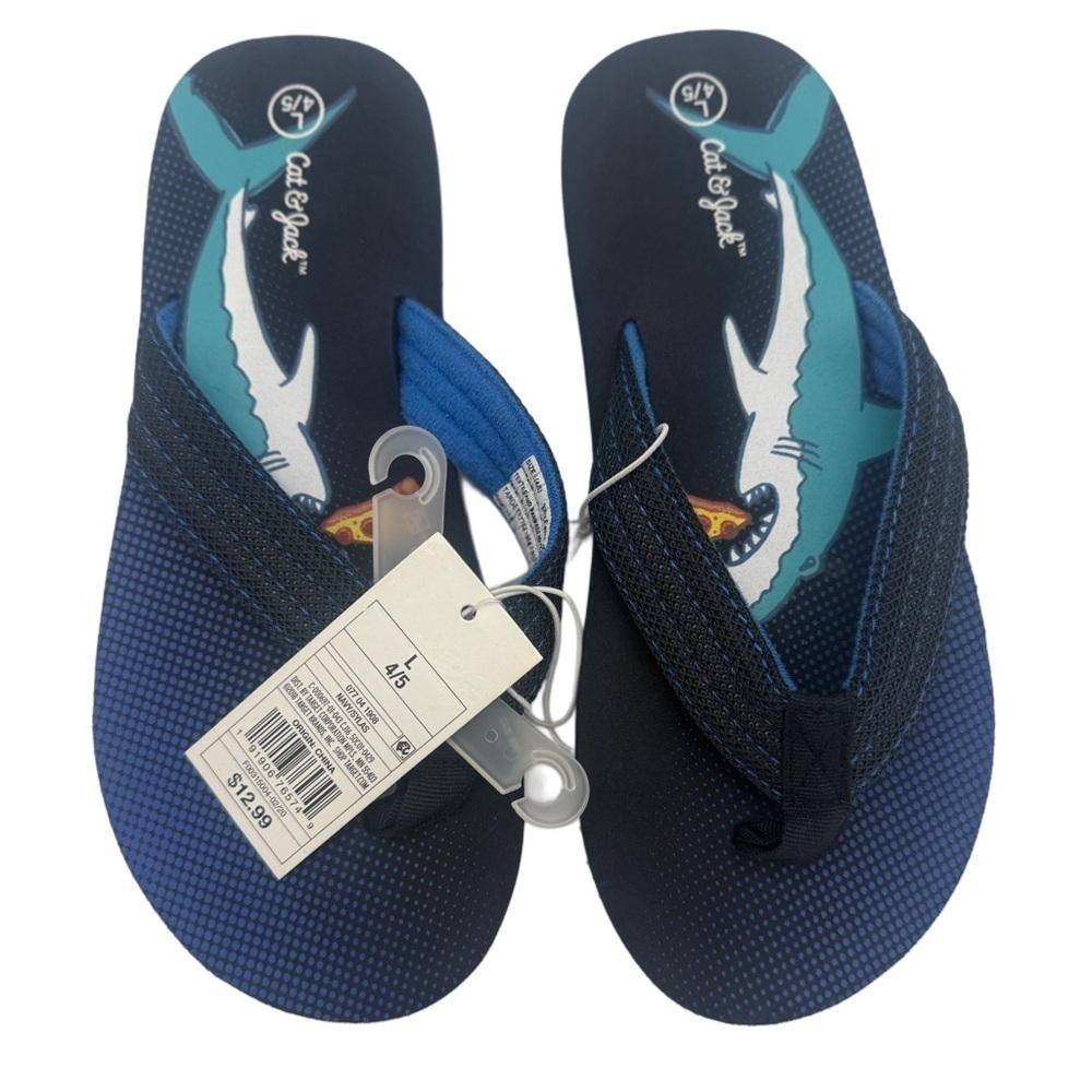 Target Blue Swim Flip Flops with Shark Design